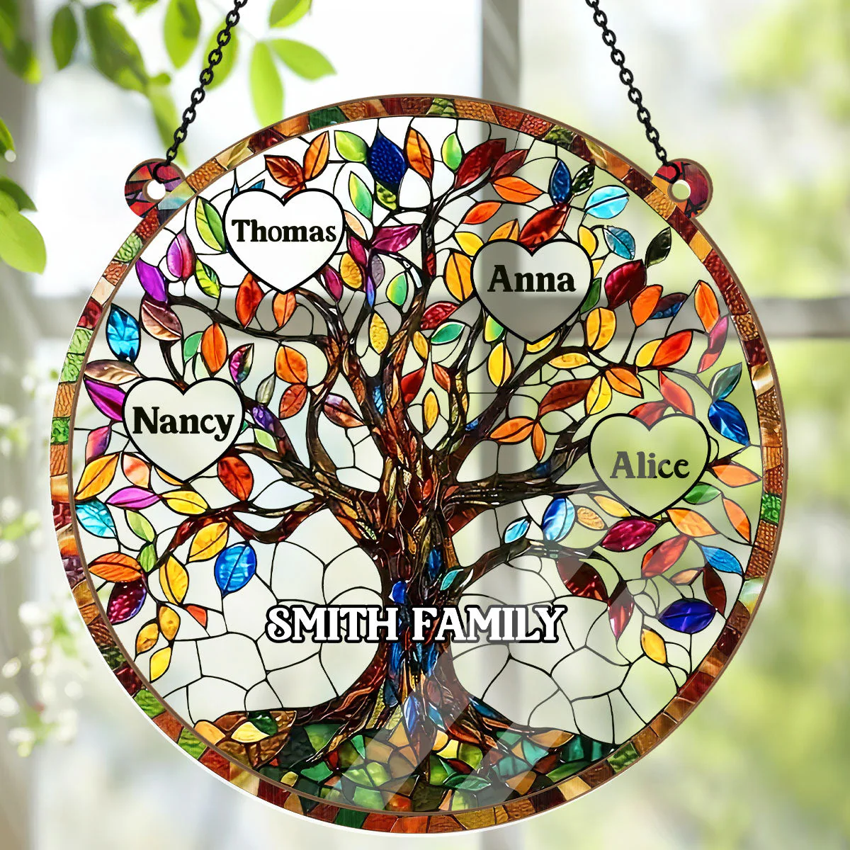 Grandkids Family Tree - Personalized Window Hanging Suncatcher - Gift For Grandma, Mom - Image 4