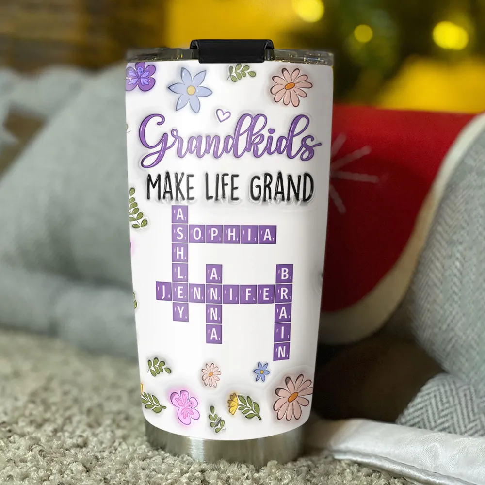 Grandkids Make Life Grand Crossword Puzzle - Personalized Tumbler - Gift For Mom, Grandma HN02 - Image 3