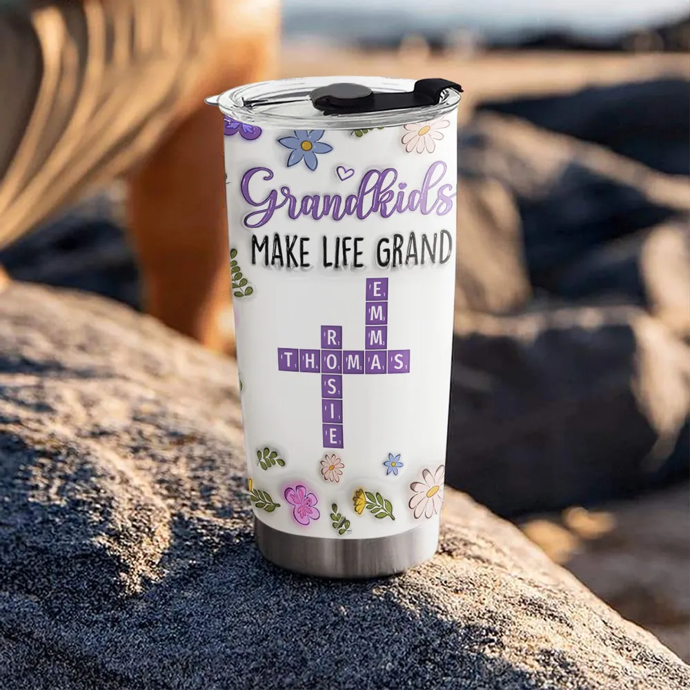 Grandkids Make Life Grand Crossword Puzzle - Personalized Tumbler - Gift For Mom, Grandma HN02 - Image 4