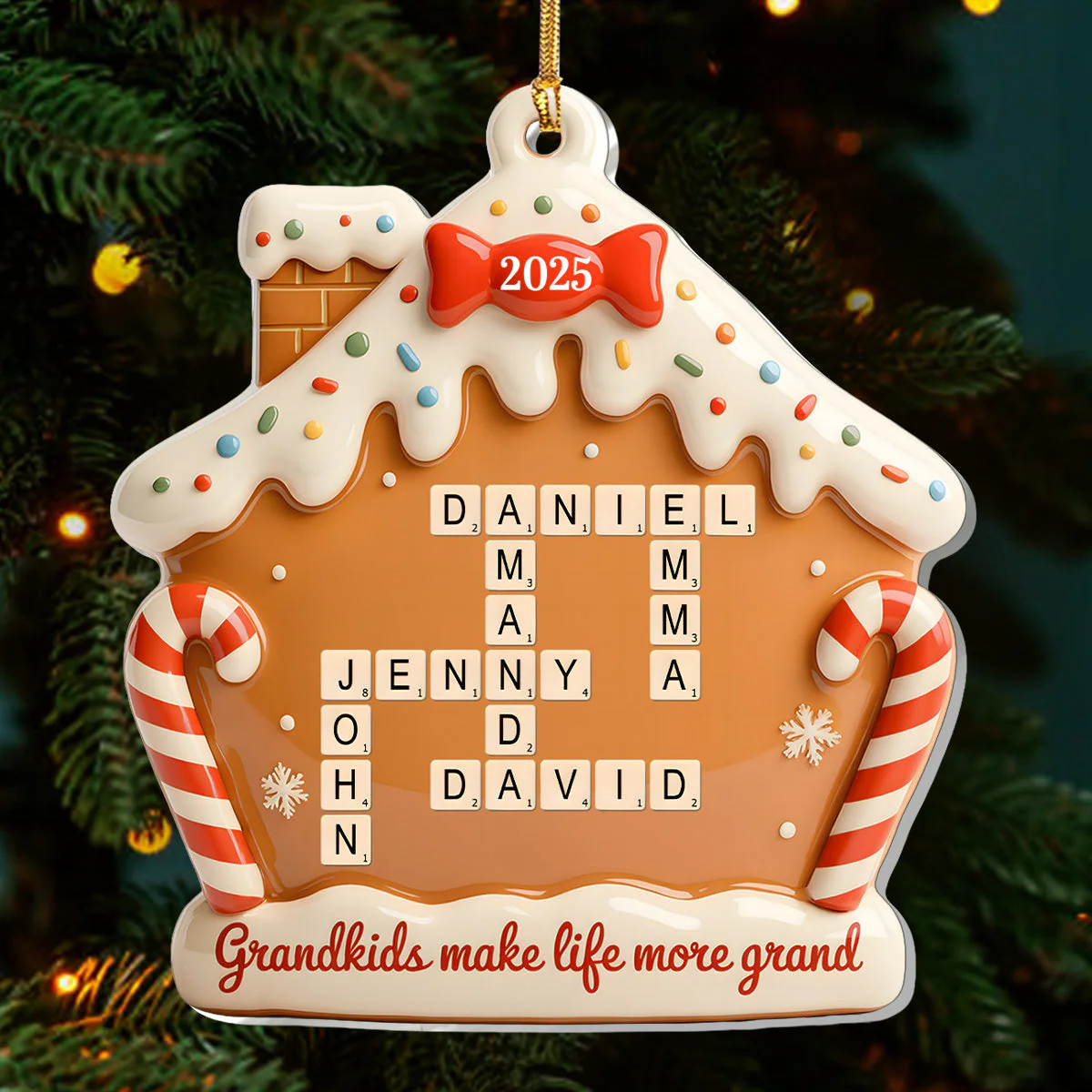 Grandkids Make Life More Grand - Personalized 1-Layer Acrylic Ornament TD118 - Image 3
