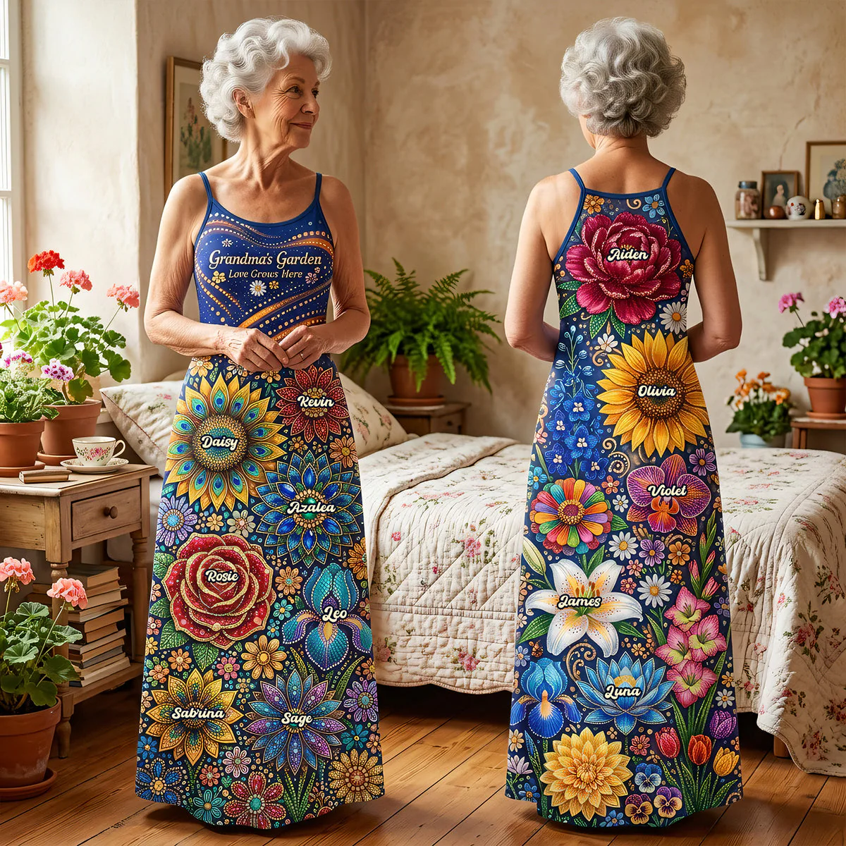 Grandma Garden Love Grows Here - Personalized Maxi Dress - Gift For Mom, Grandma - Image 2