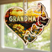 Grandma Heart - Personalized Window Hanging Window Hanging Suncatcher Ornament - Gift For Mom, Grandma, Mothers Day - NA94 - Image 4