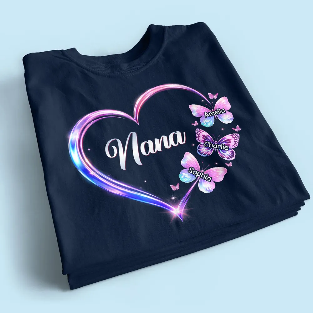 Grandma Mom Butterfly Heart with Kids' Names - Personalized Shirt - Gift For Mom, Grandma HN02 - Image 7