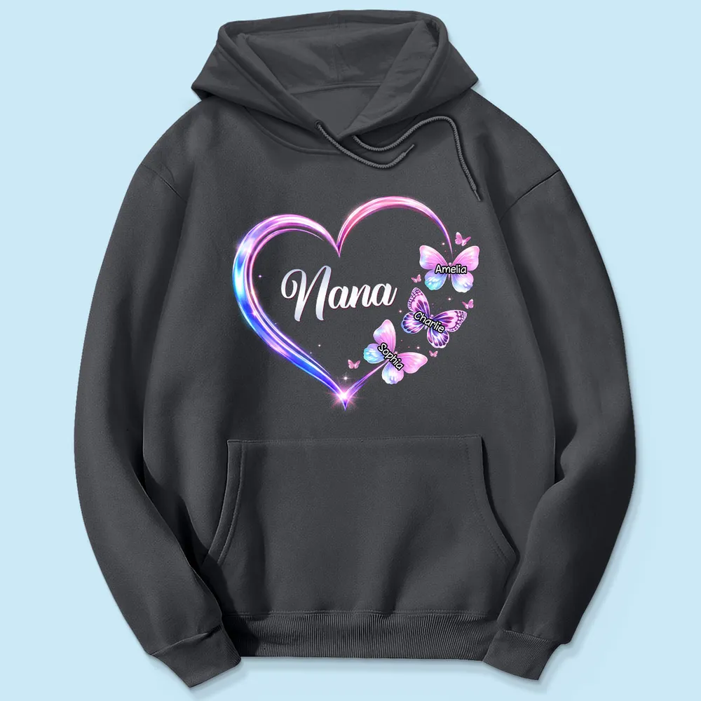 Grandma Mom Butterfly Heart with Kids' Names - Personalized Shirt - Gift For Mom, Grandma HN02 - Image 9