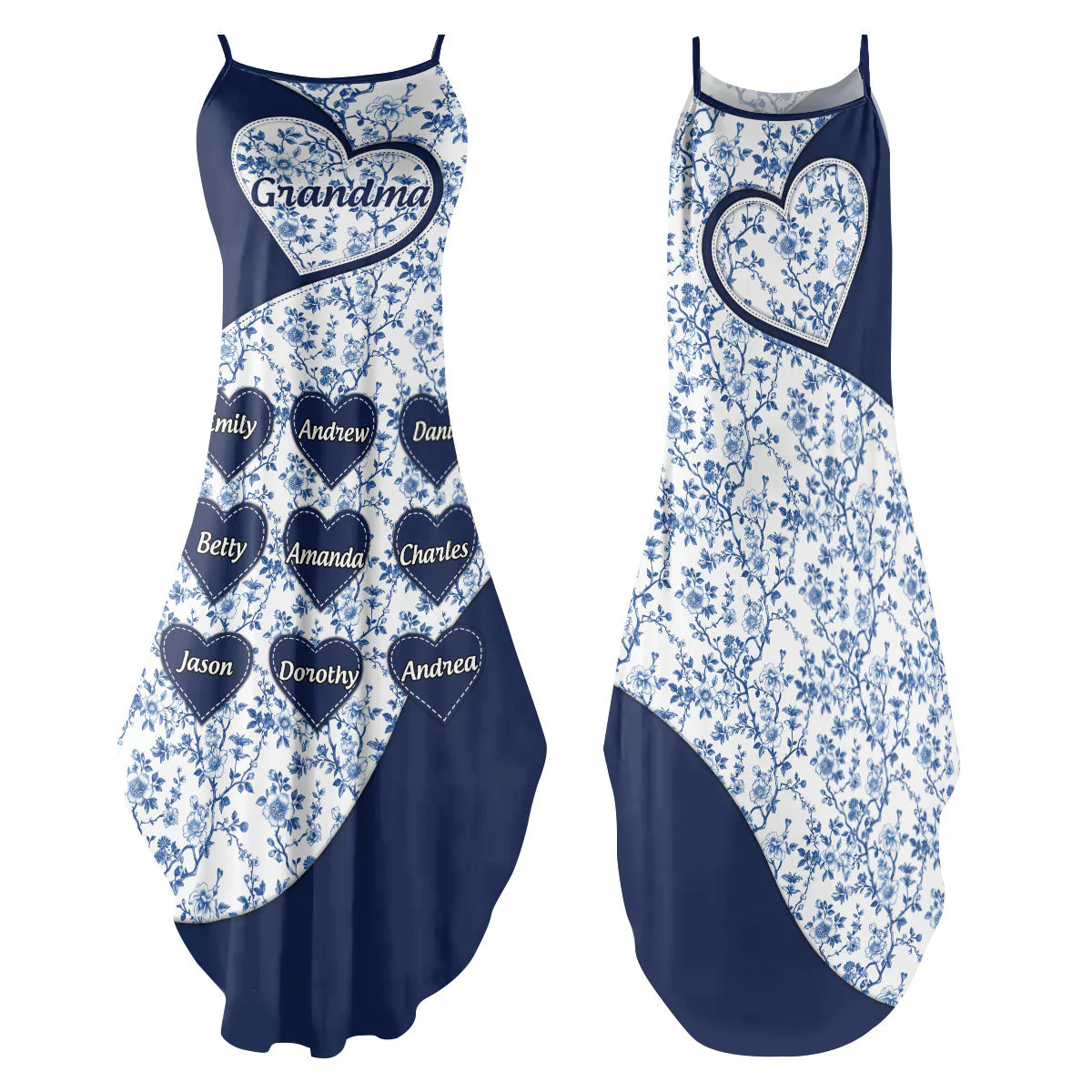 Grandma Mom Toile De Jouy -Personalized Maxi Dress - Gift For Mom, Grandma HN02 - Image 2