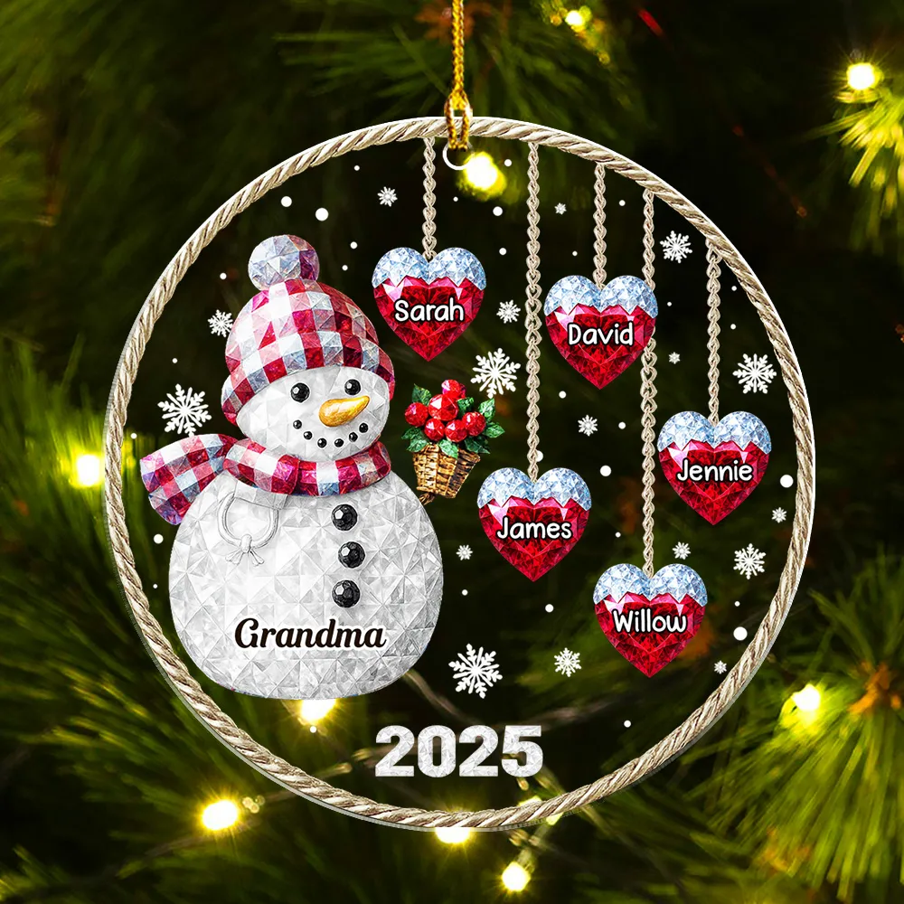 Grandma Snowman - Personalized Acrylic Ornament - Christmas Gift For Family, Grandma, Grandkids HH01