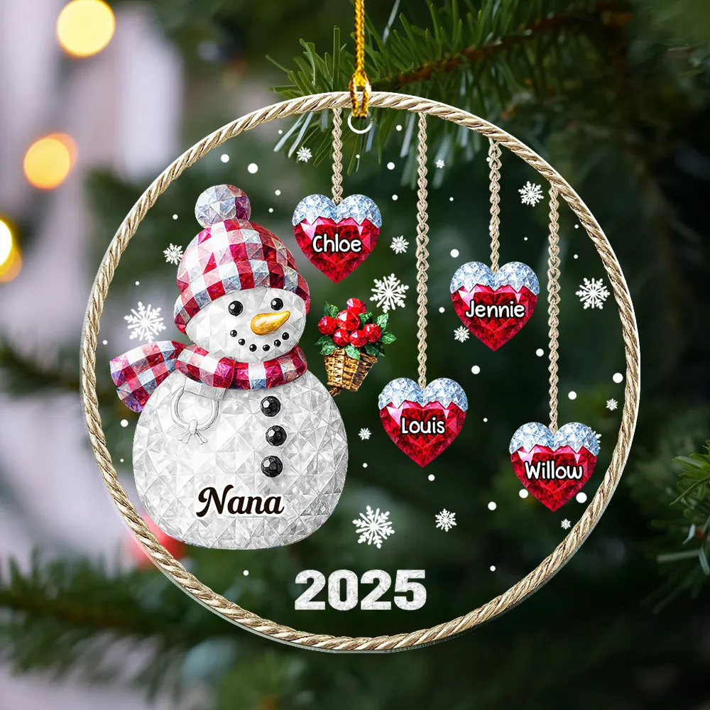 Grandma Snowman - Personalized Acrylic Ornament - Christmas Gift For Family, Grandma, Grandkids HH01 - Image 3
