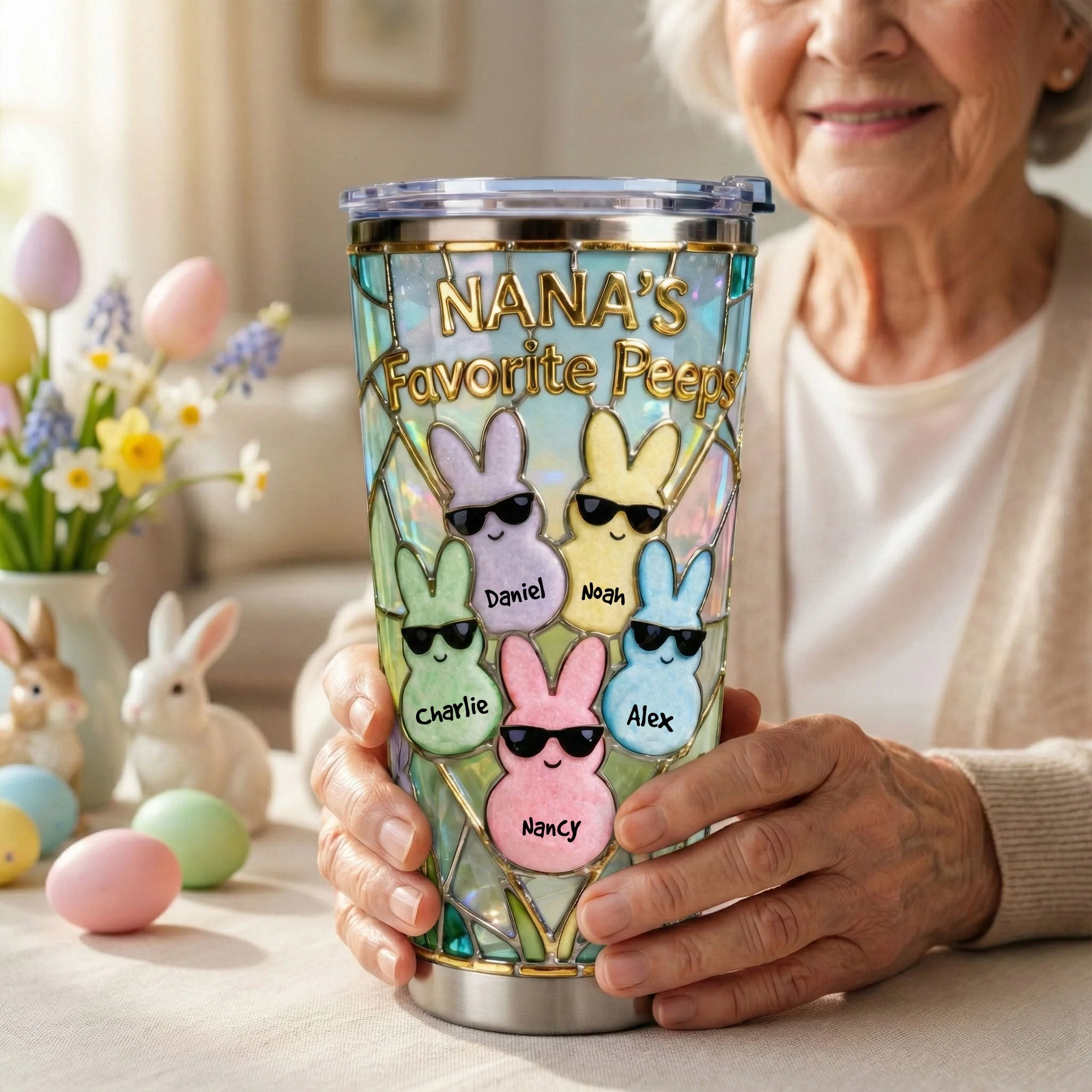 Grandma's Favorite Peeps Easter Bunny - Personalized Tumbler - Gift For Mom, Grandma NL122 - Image 2