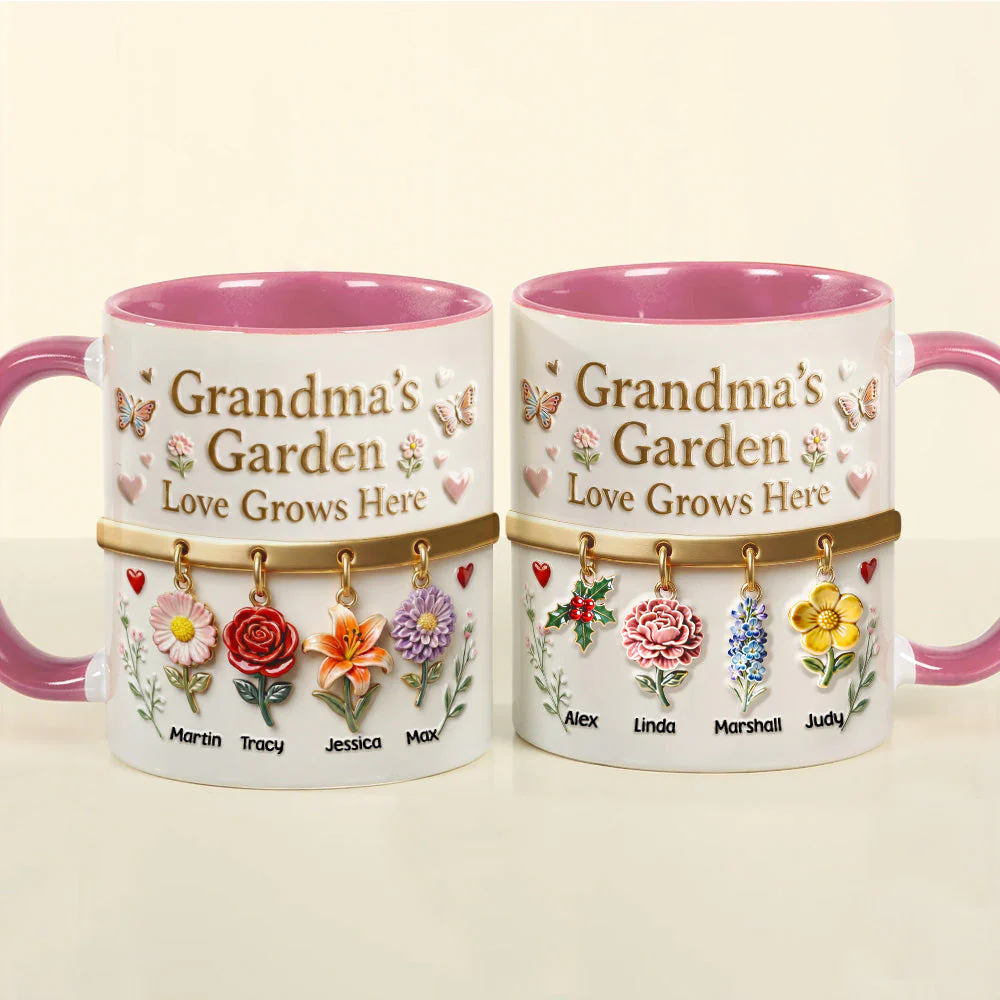 Grandma's Garden Love Grows Here - Personalized Accent Mug - Gift For Grandma, Mom NL122 - Image 2