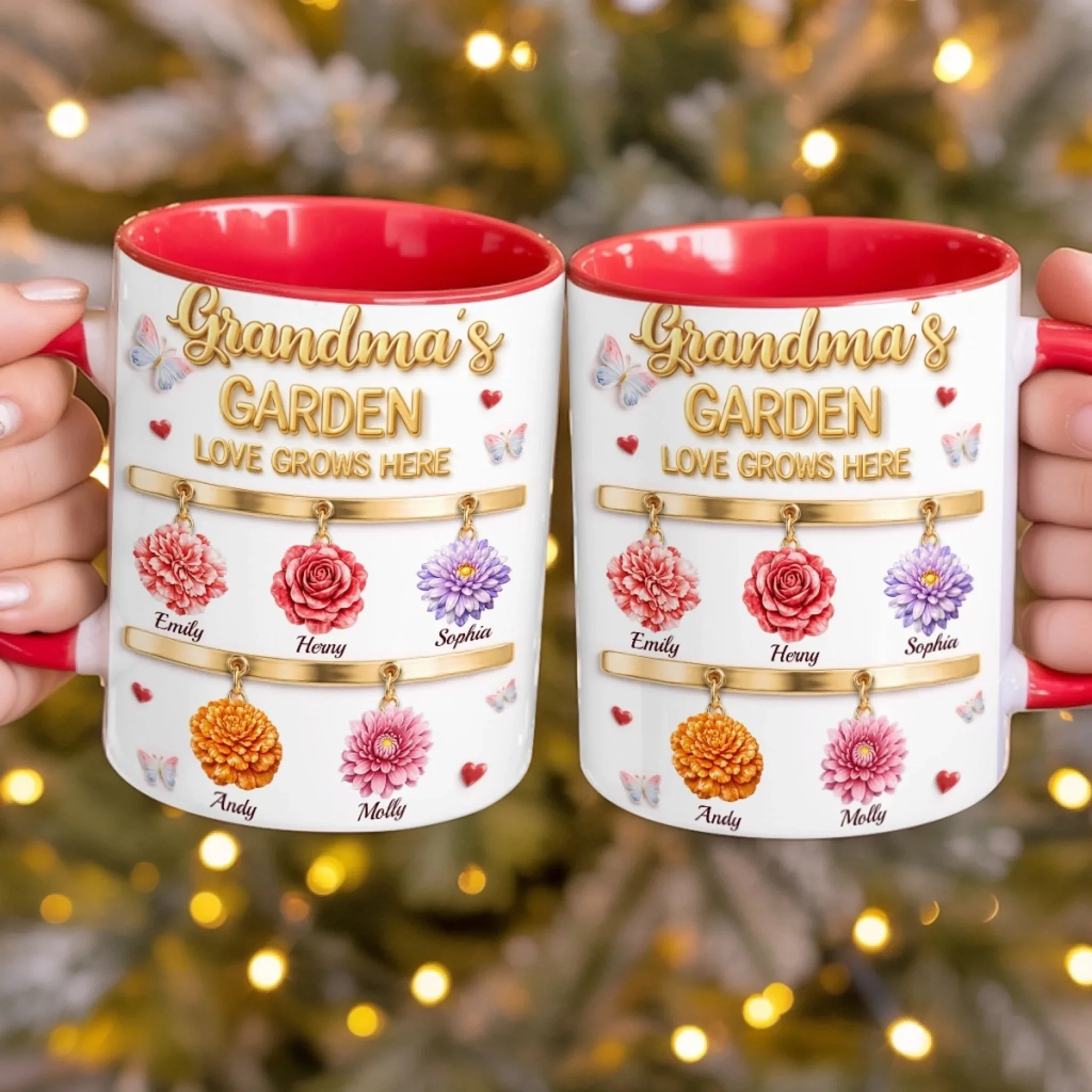 Grandma's Garden Love Grows Here - Personalized Accent Mug - Gift For Mom, Grandma HN02 - Image 3