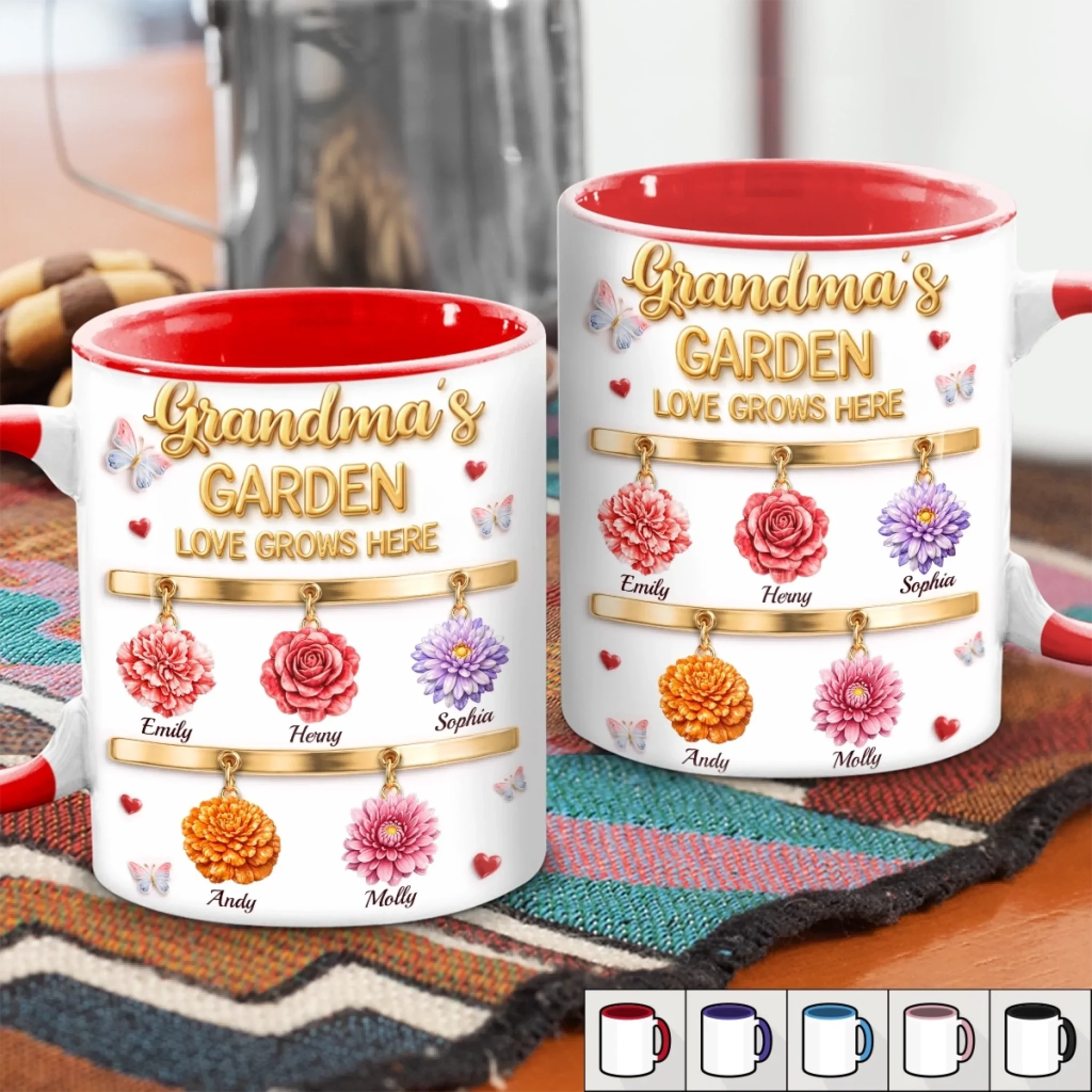 Grandma's Garden Love Grows Here - Personalized Accent Mug - Gift For Mom, Grandma HN02 - Image 4