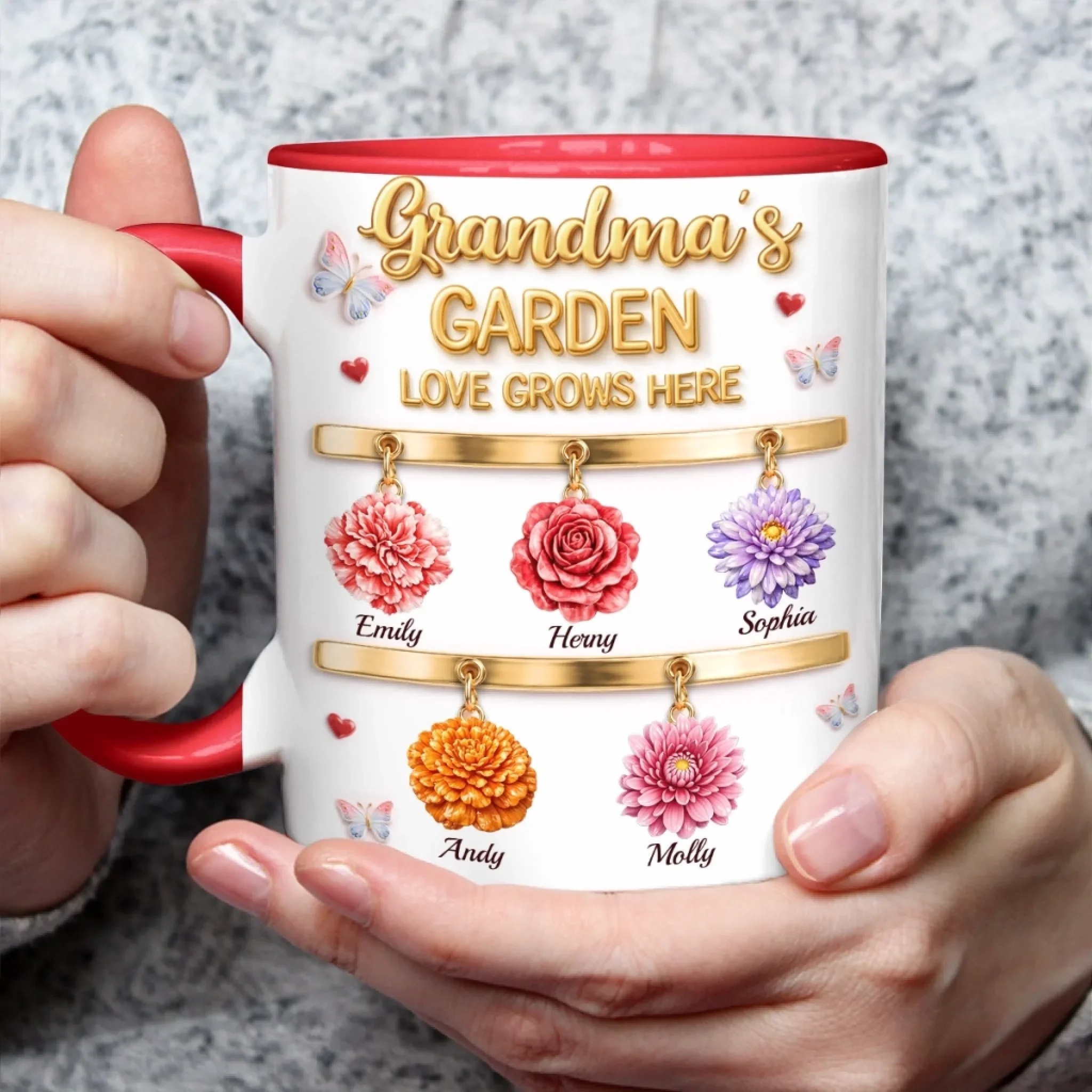 Grandma's Garden Love Grows Here - Personalized Accent Mug - Gift For Mom, Grandma HN02 - Image 5