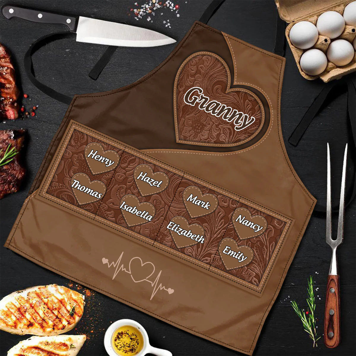 Grandma's Little Sweethearts - Personalized Apron With Pocket - Christant Gift for Grandma