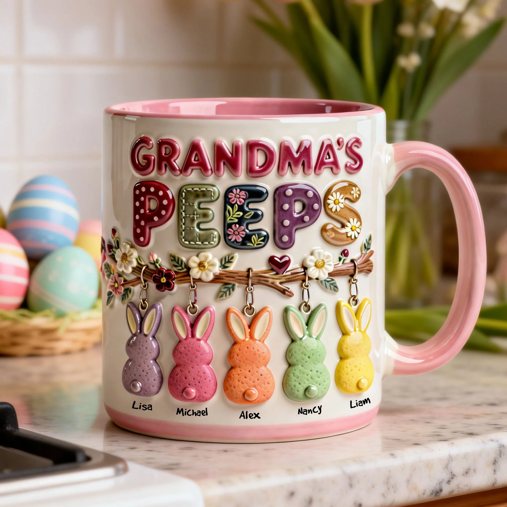 Grandma's Peeps Easter - Personalized Accent Mug - Gift For Mom, Grandma NL122 - Image 2