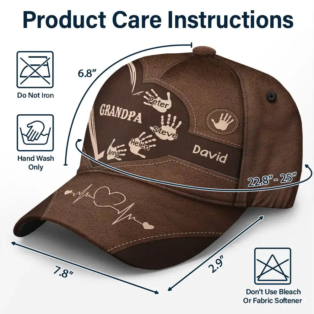 Grandpa Heart With Kids Hand - Personalized Classic Cap - Gift For Dad, Grandpa - Image 6
