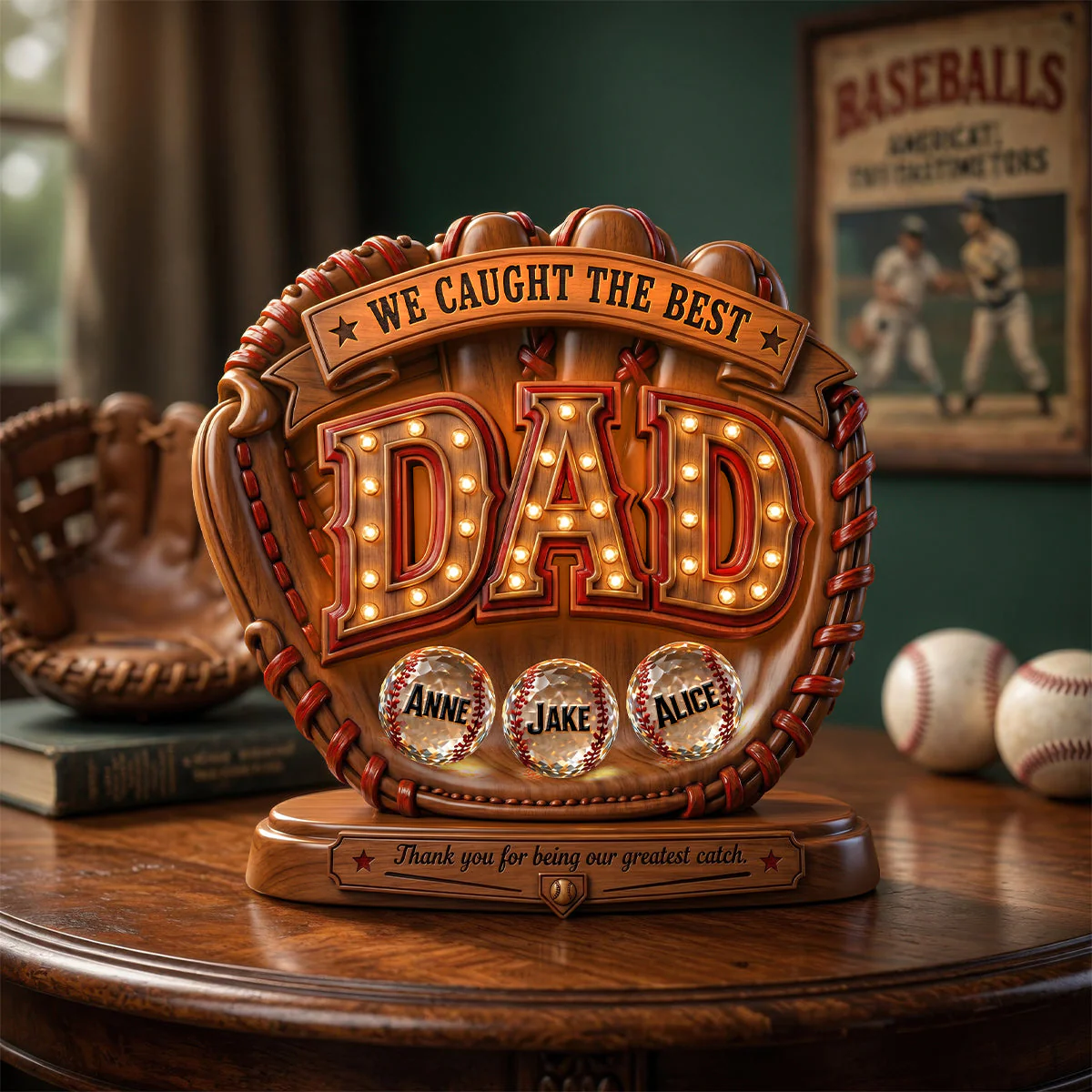 Great Baseball We Caught The Best Dad - Personalized Shape Acrylic Plaque - Gift For Dad, Baseball Lovers - Image 2