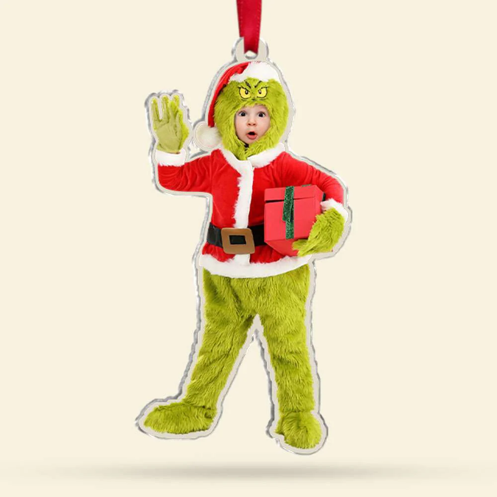 Green Monster And Adorable Kids - Gift For Kids, Family Members - Personalized Acrylic Ornament - Image 4