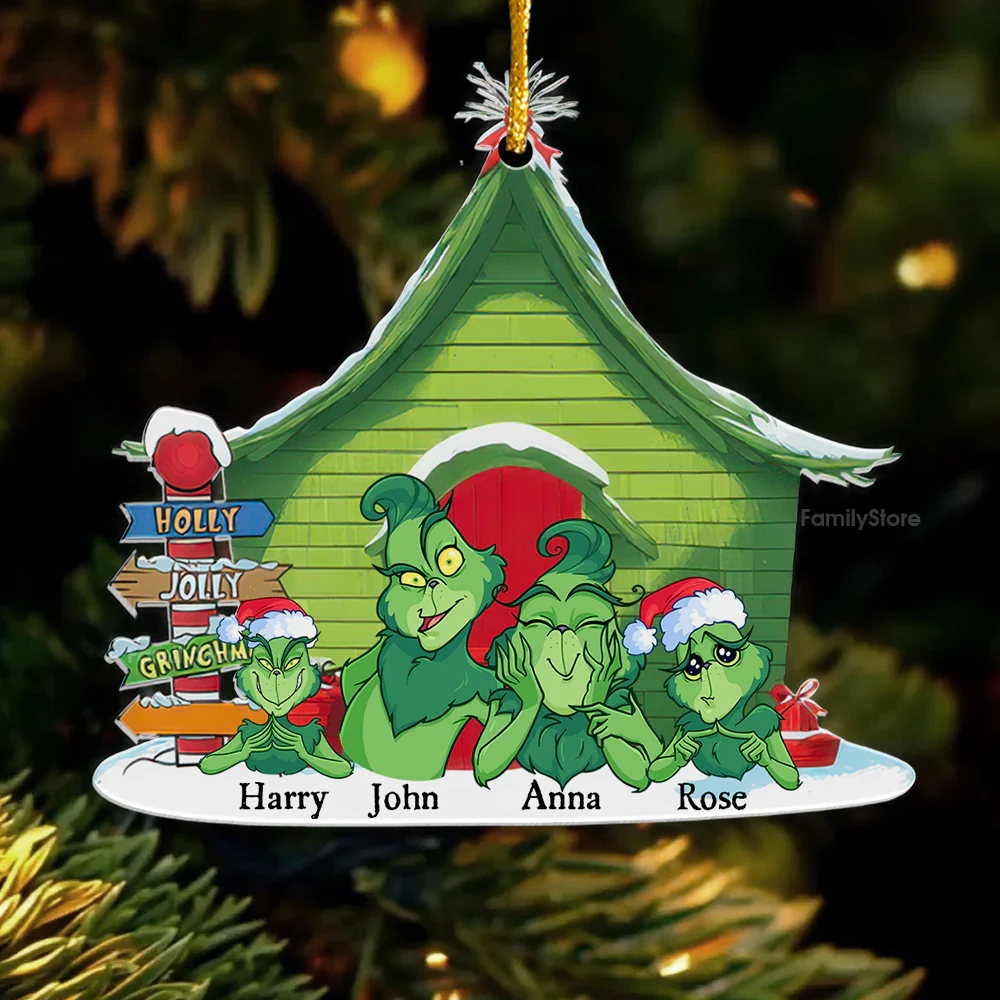 Green Monster Family Merry Christmas - Gift For Family Members - Personalized Acrylic Ornament  - CL27 - Image 4