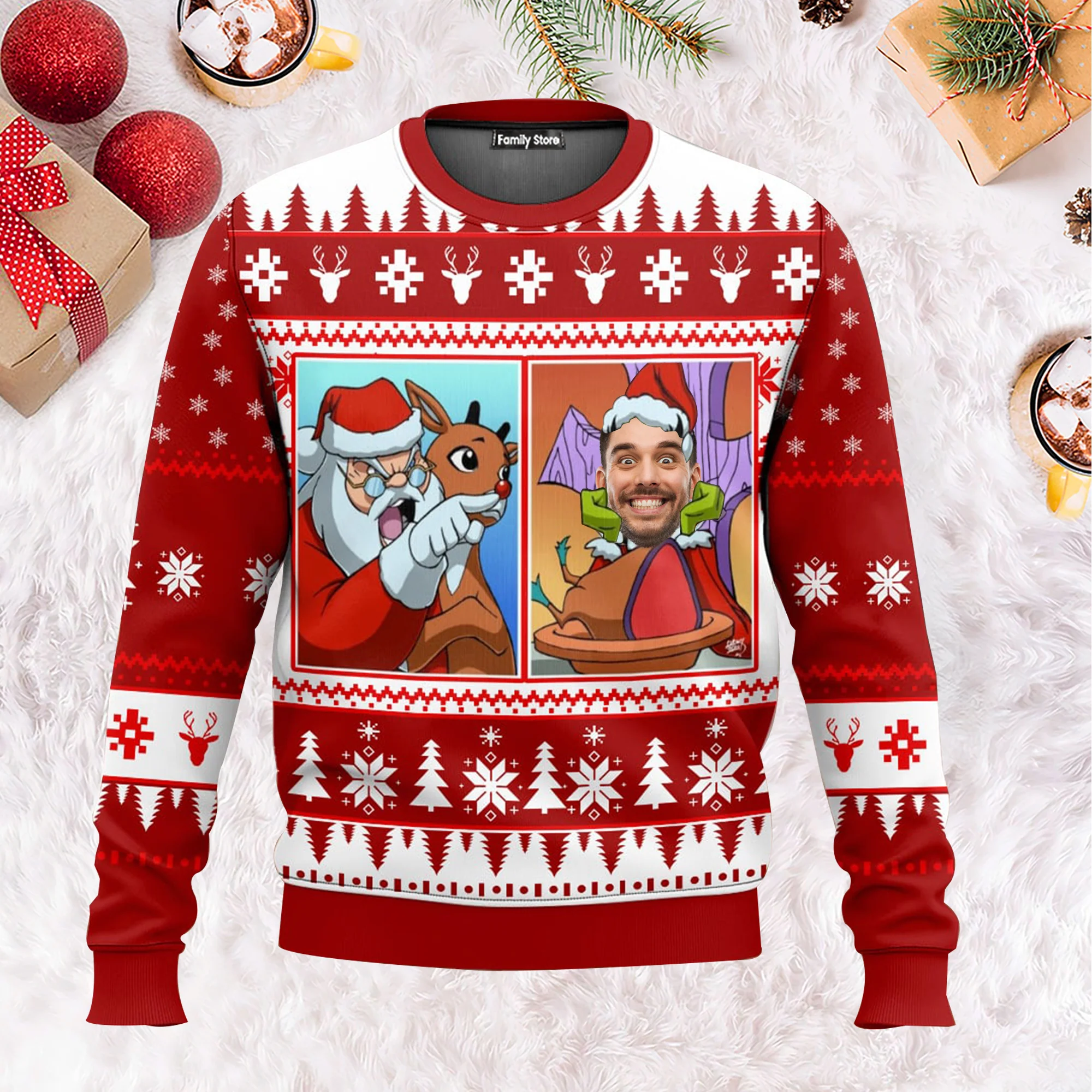 Grinch Funny Meme Santa Yelling At Me - Gift For Family Members, Friends - Personalized Ugly Sweater - NA94 - Image 2