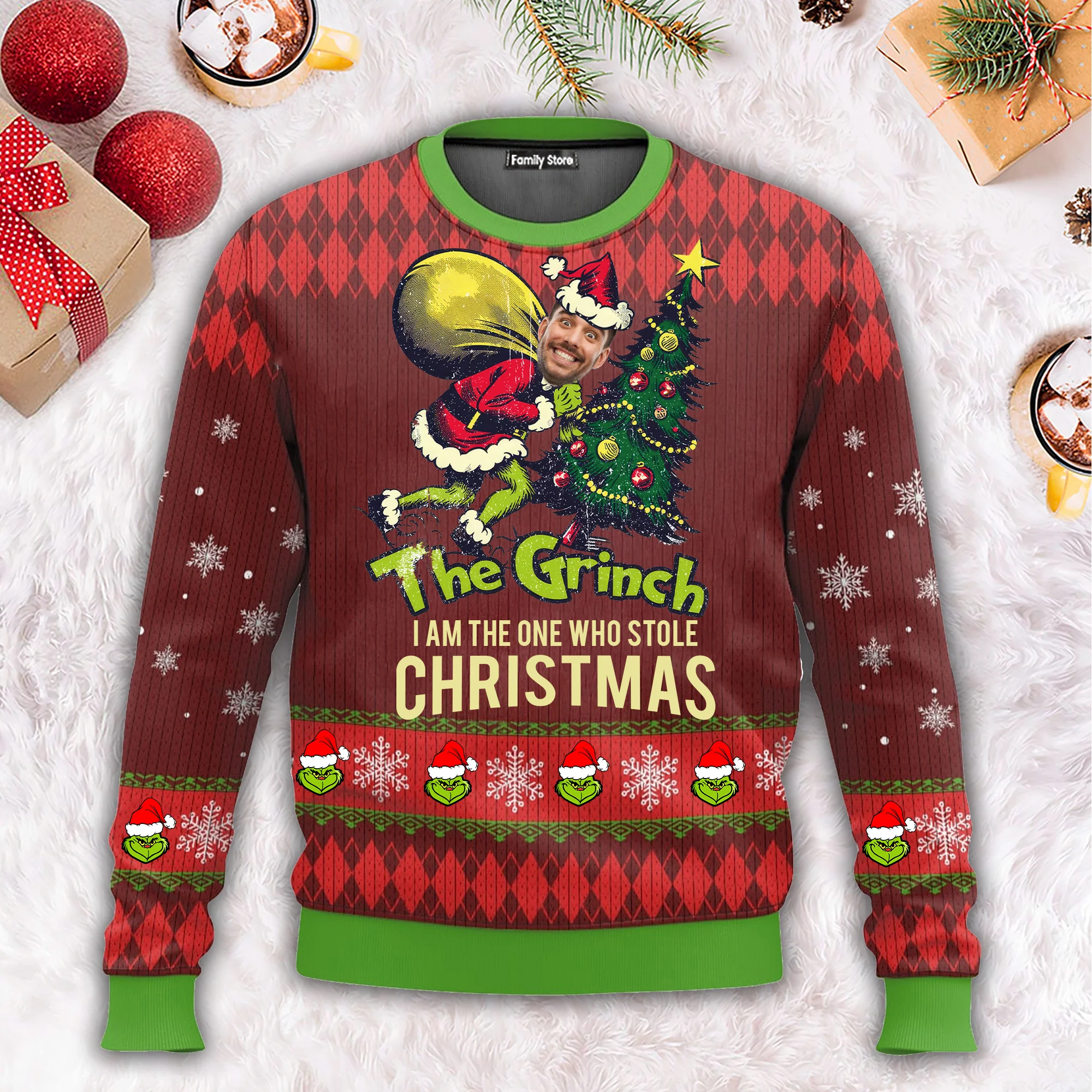 Grinch It's Me I Am The One Who Stole Christmas - Funny Christmas Gift For Family Members, Friends - Personalized Ugly Sweater - NA94 - Image 2