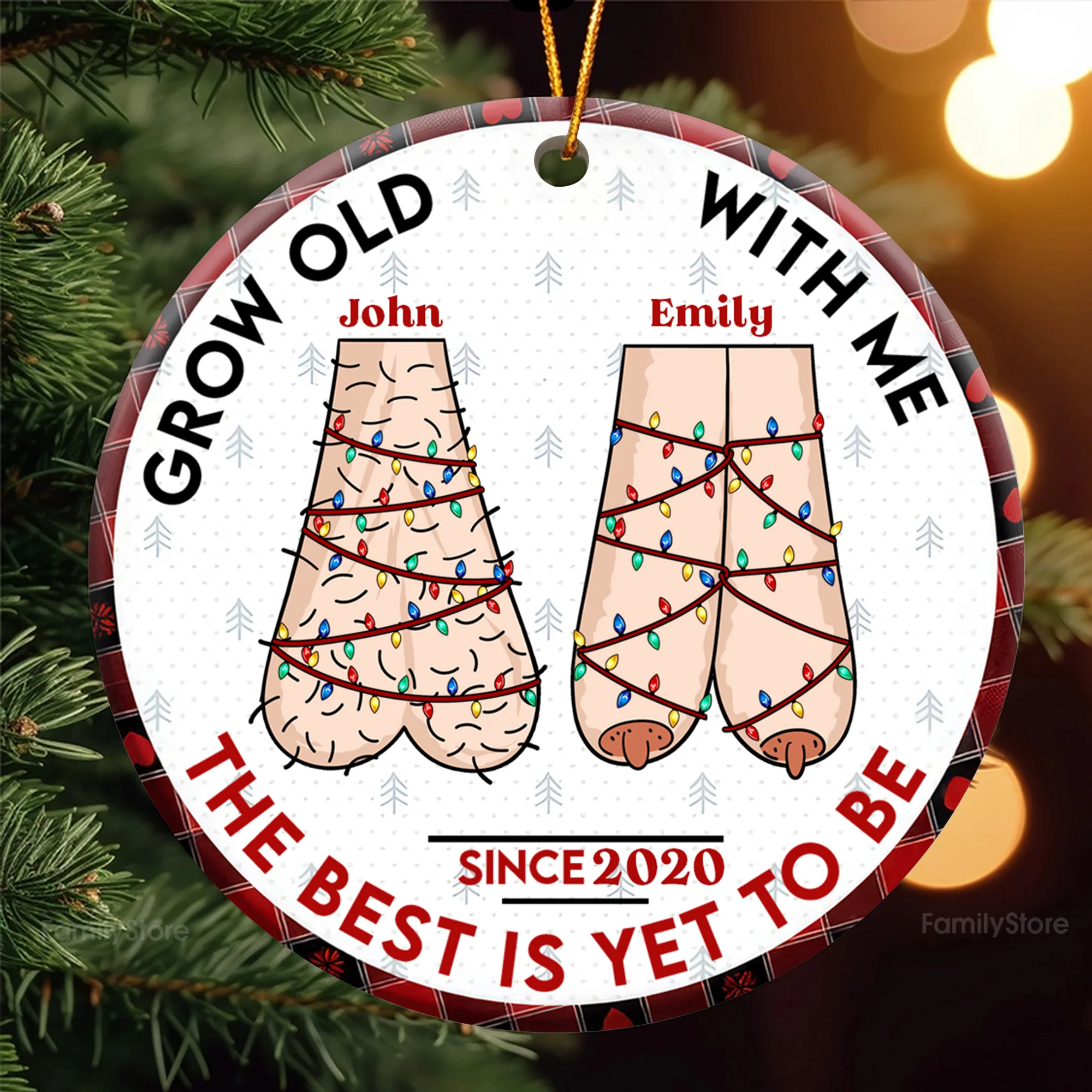 Grow Old With Me The Best Is Yet To Be - Personalized Ceramic Ornament - Gift For Couple | CL36 NL122 - Image 2