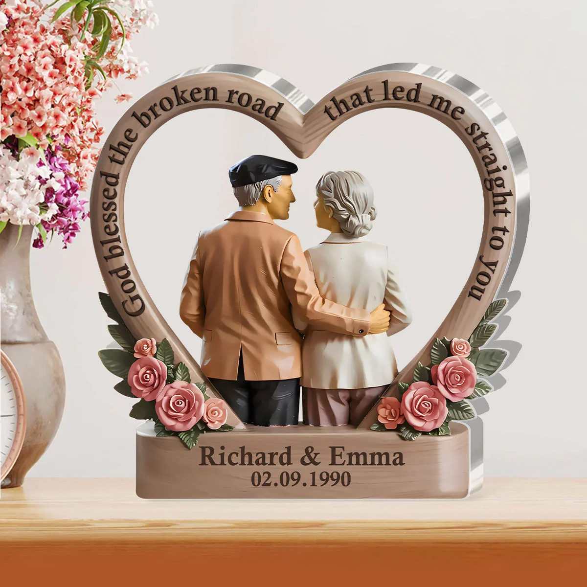 Growing Old With You Heart Of Love - Personalized Acrylic Plaque - Gift For Couple HL128 - Image 2
