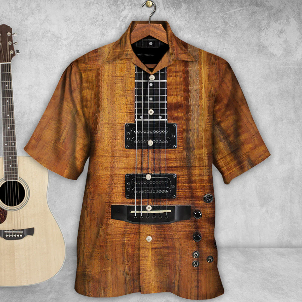 Guitar Acoustic Electric Guitar Hawaiian Shirt - Image 3