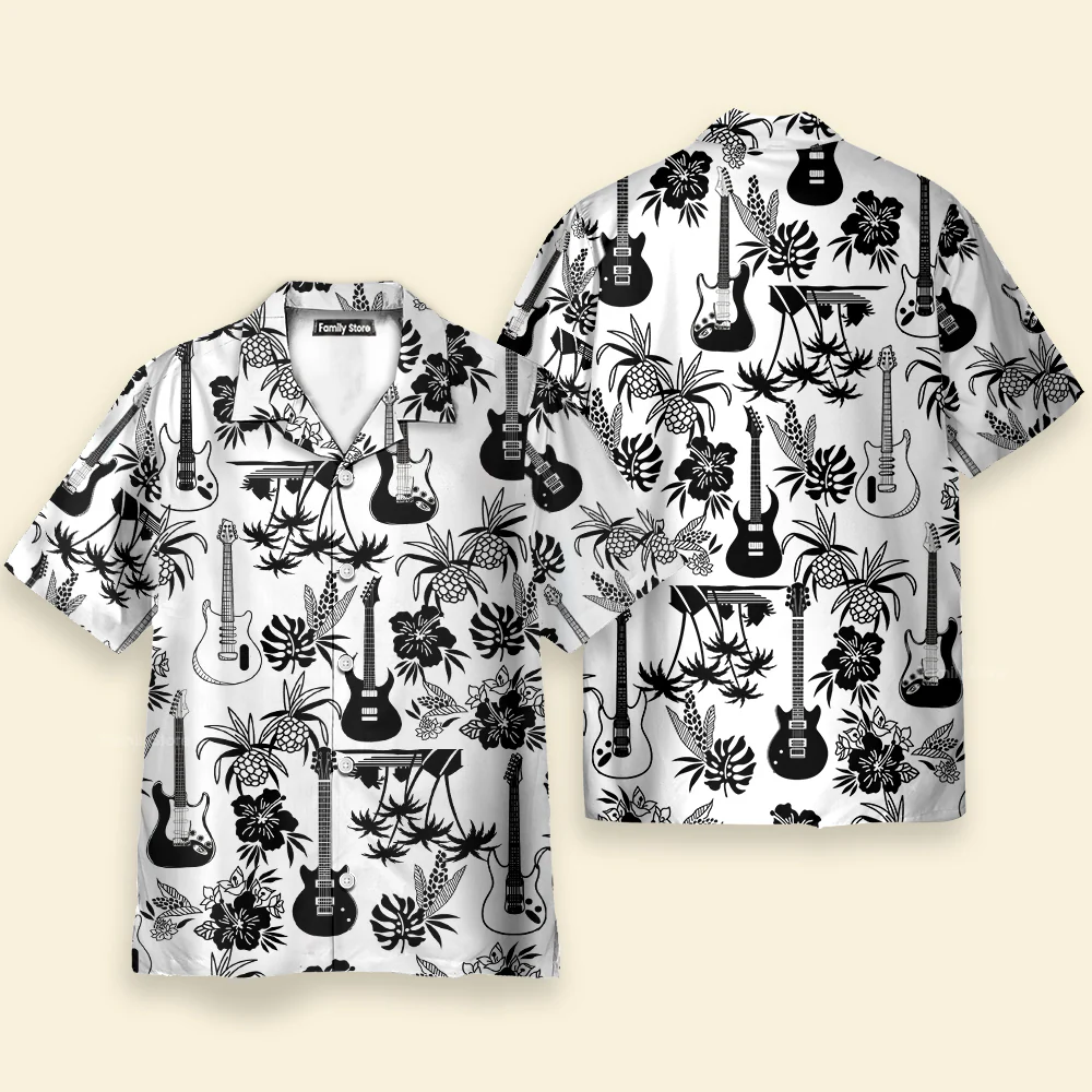 Guitar Music With Electric Guitar Hawaiian Shirt - Image 2