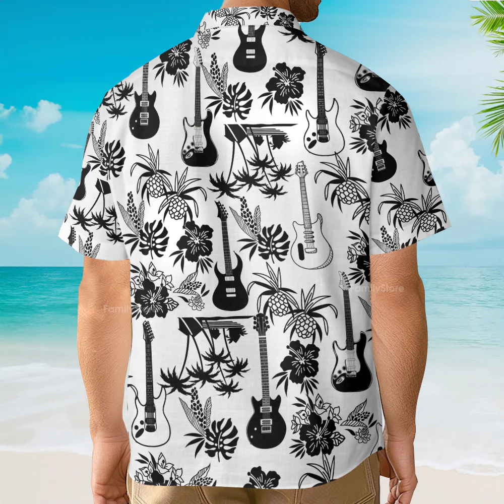 Guitar Music With Electric Guitar Hawaiian Shirt - Image 3