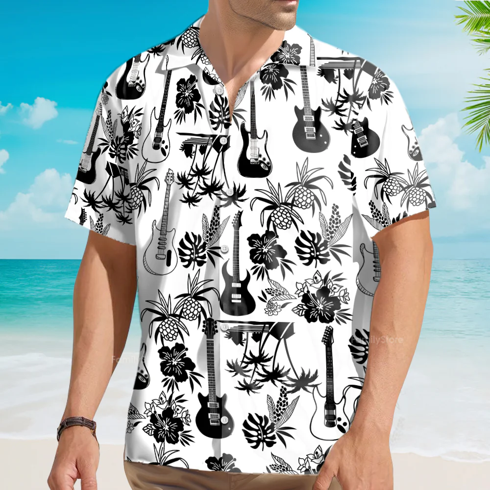 Guitar Music With Electric Guitar Hawaiian Shirt - Image 4