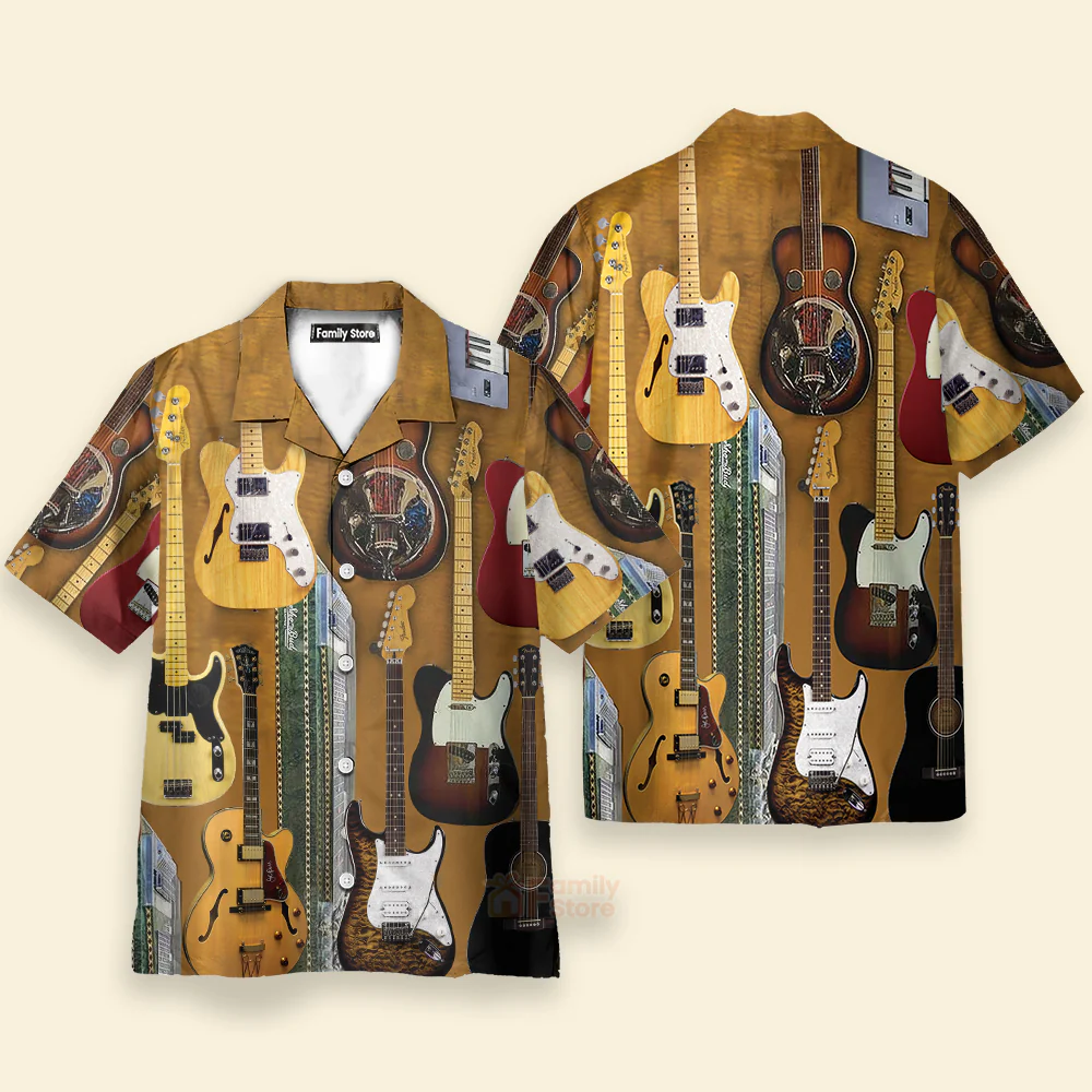 Guitar Vintage Basic Style Hawaiian Shirt - Image 2