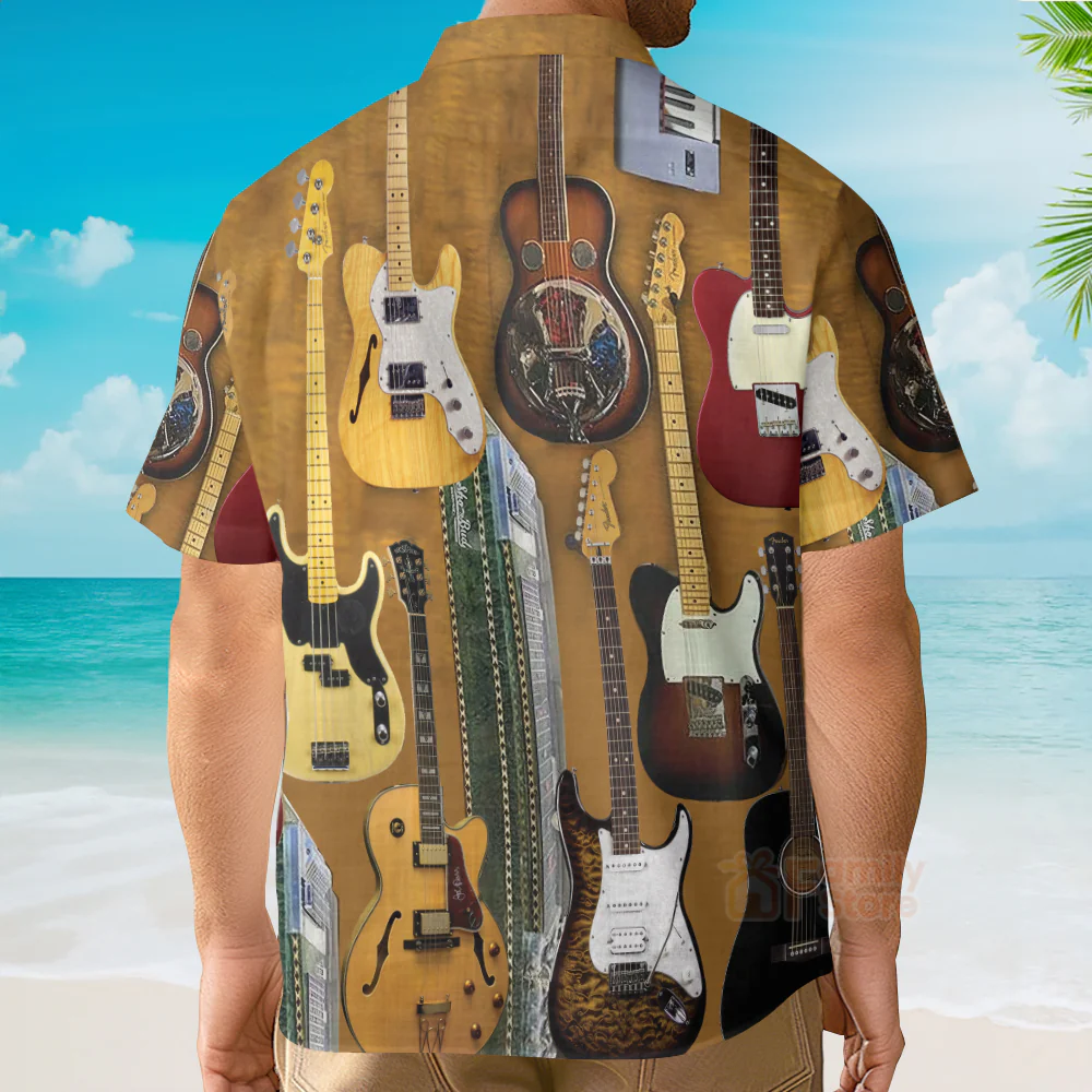 Guitar Vintage Basic Style Hawaiian Shirt - Image 4