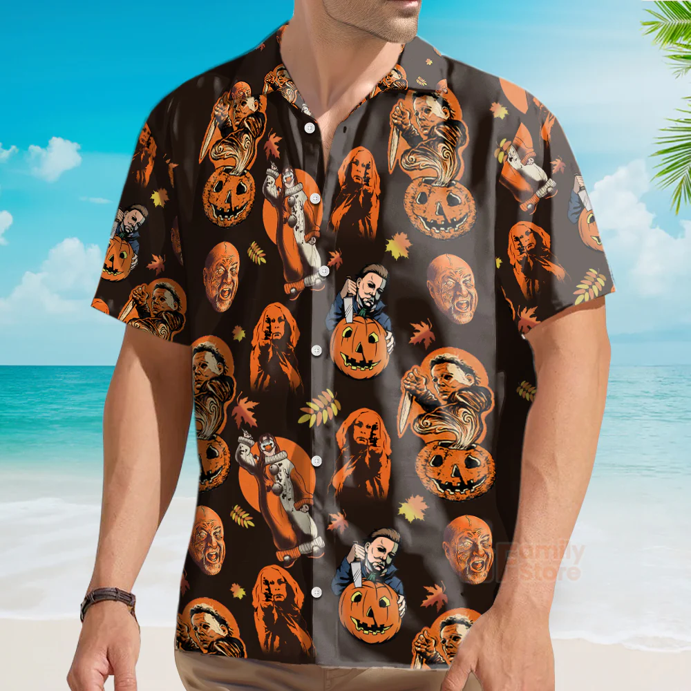 Halloween Character Film Halloween Tropical Style - Hawaiian Shirt - Image 3
