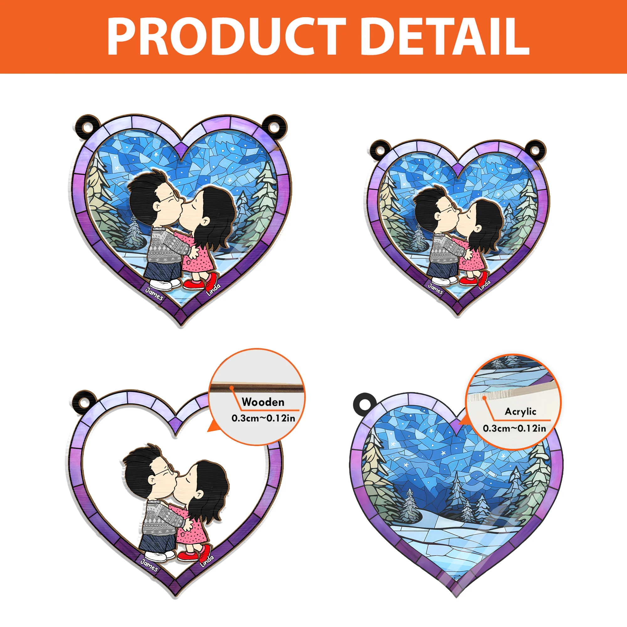 Hand In Hand Love Keepsake Peanut - Personalized  Window Hanging Window Hanging Suncatcher Ornament - Gift For Couple, Husband Wife - CL45 NH96 - Image 4