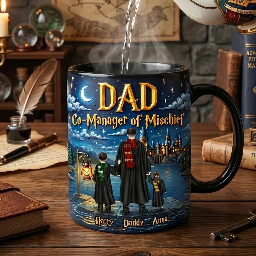 HaPo Dad Co-Manager of Mischief - Personalized Color Changing Mug - Gift For Dad - Image 2