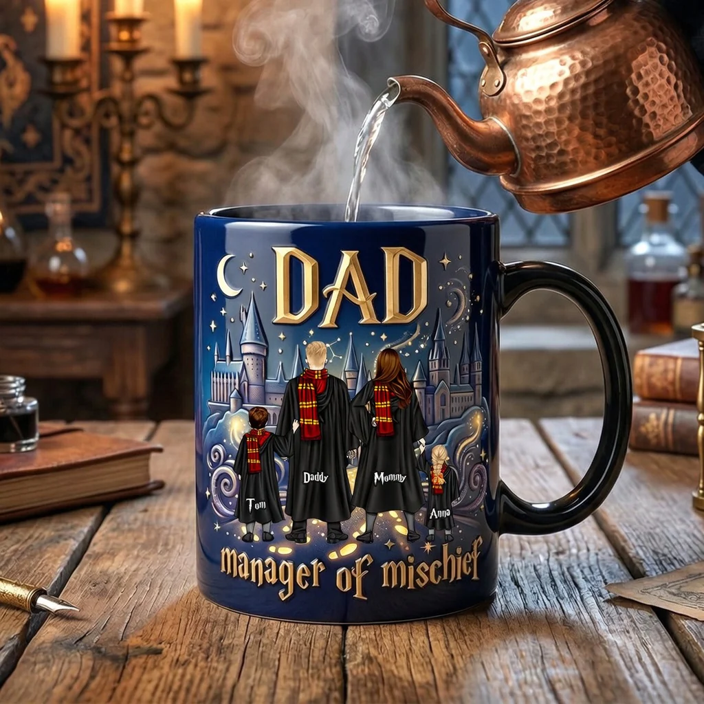 HaPo Dad Manager Of Mischief - Personalized Accent Mug - Gifts For Father's Day, Family, Fan Movies - Image 2