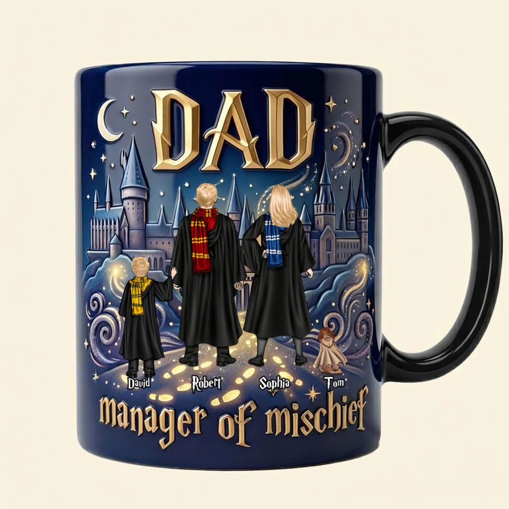 HaPo Dad Manager Of Mischief - Personalized Accent Mug - Gifts For Father's Day, Family, Fan Movies - Image 3