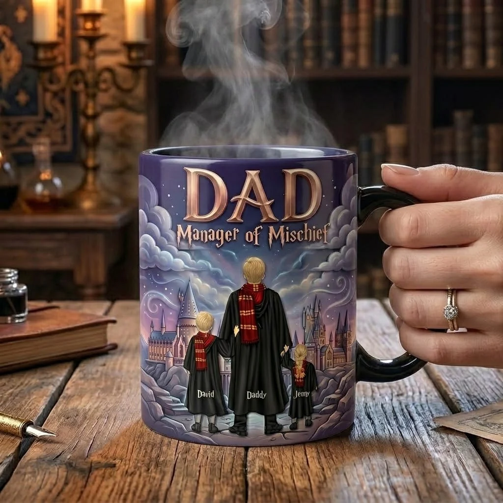 HaPo Dad Manager Of Mischief - Personalized Coffee Mug - Gift For Father's Day - Image 2