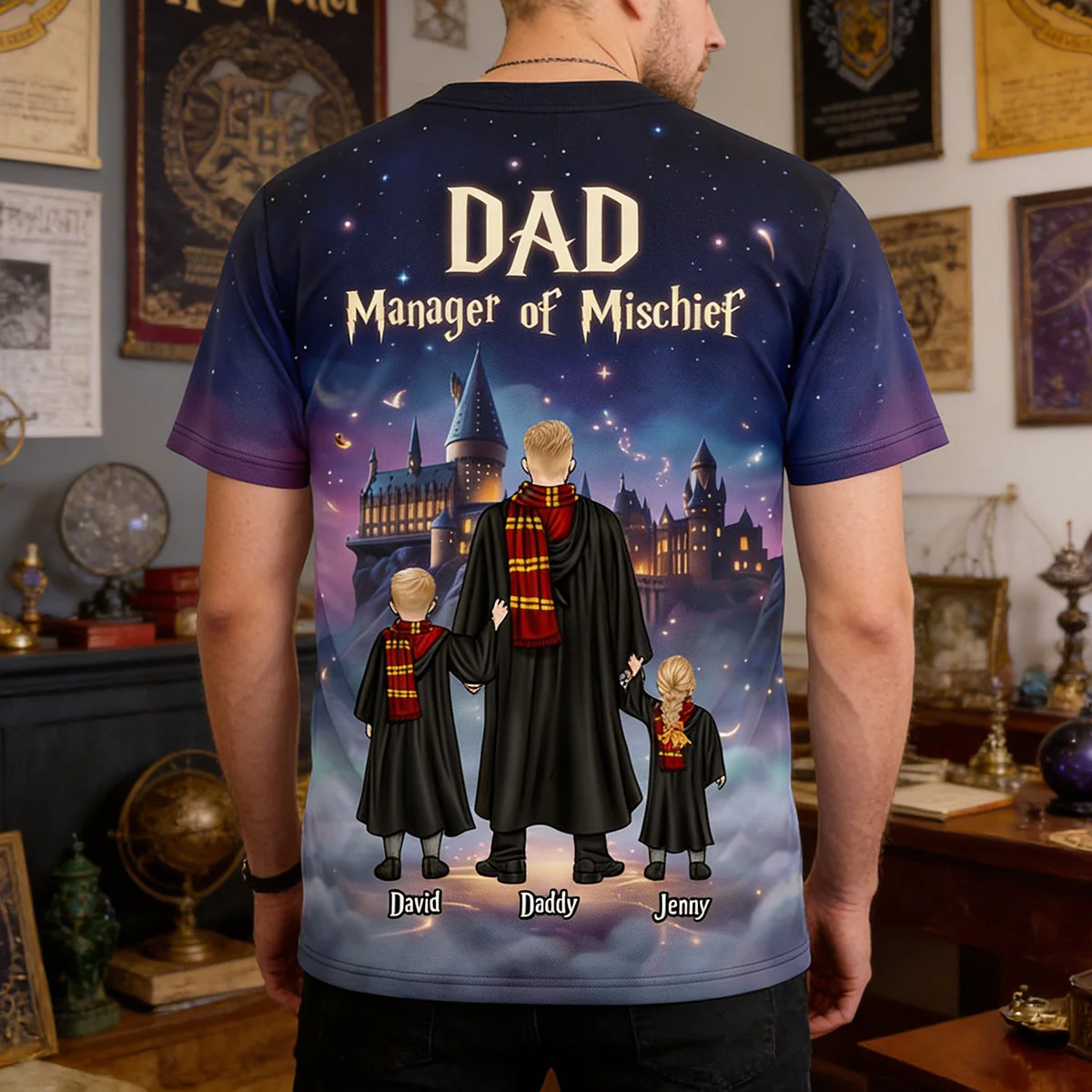 HaPo Dad Manager of Mischief - Personalized Tshirt - Gift For Dad