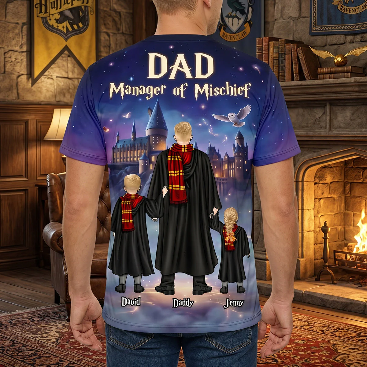 HaPo Dad Manager of Mischief - Personalized Tshirt - Gift For Dad - Image 2