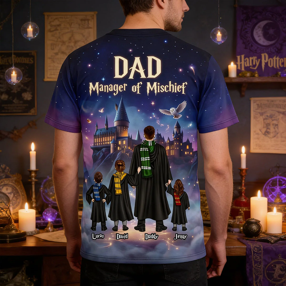 HaPo Dad Manager of Mischief - Personalized Tshirt - Gift For Dad - Image 3