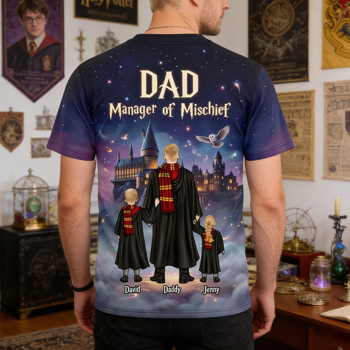 HaPo Dad Manager of Mischief - Personalized Tshirt - Gift For Dad - Image 4