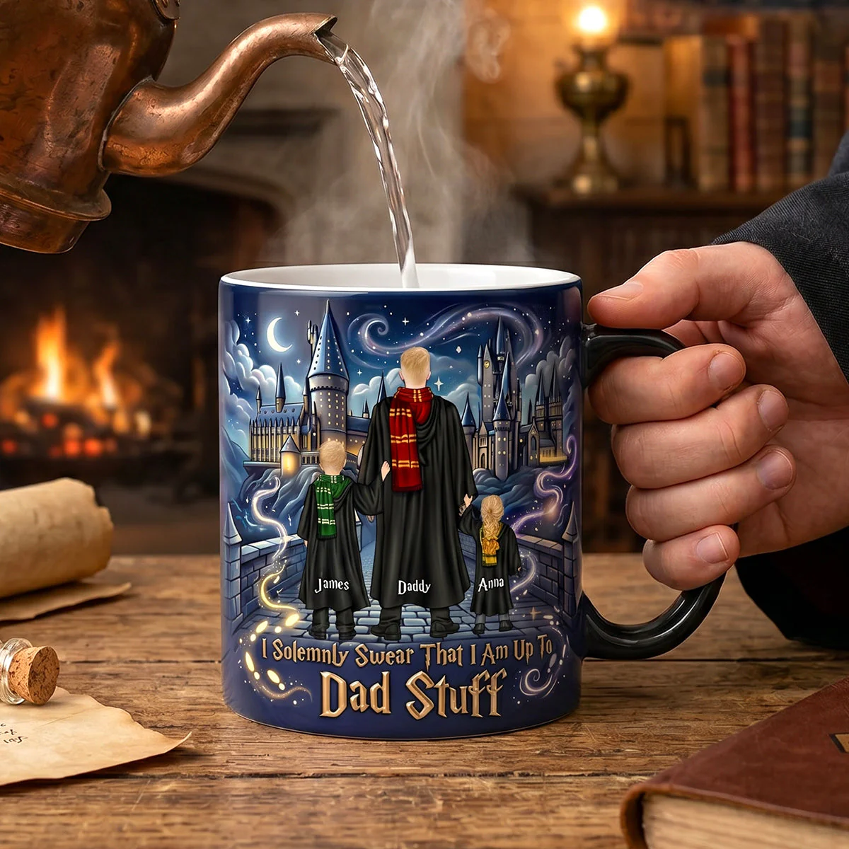 HaPo I Solemnly Swear That I Am Up To Wizard Dad Stuff - Personalized Color Changing Mug - Gift For Dad - Image 3