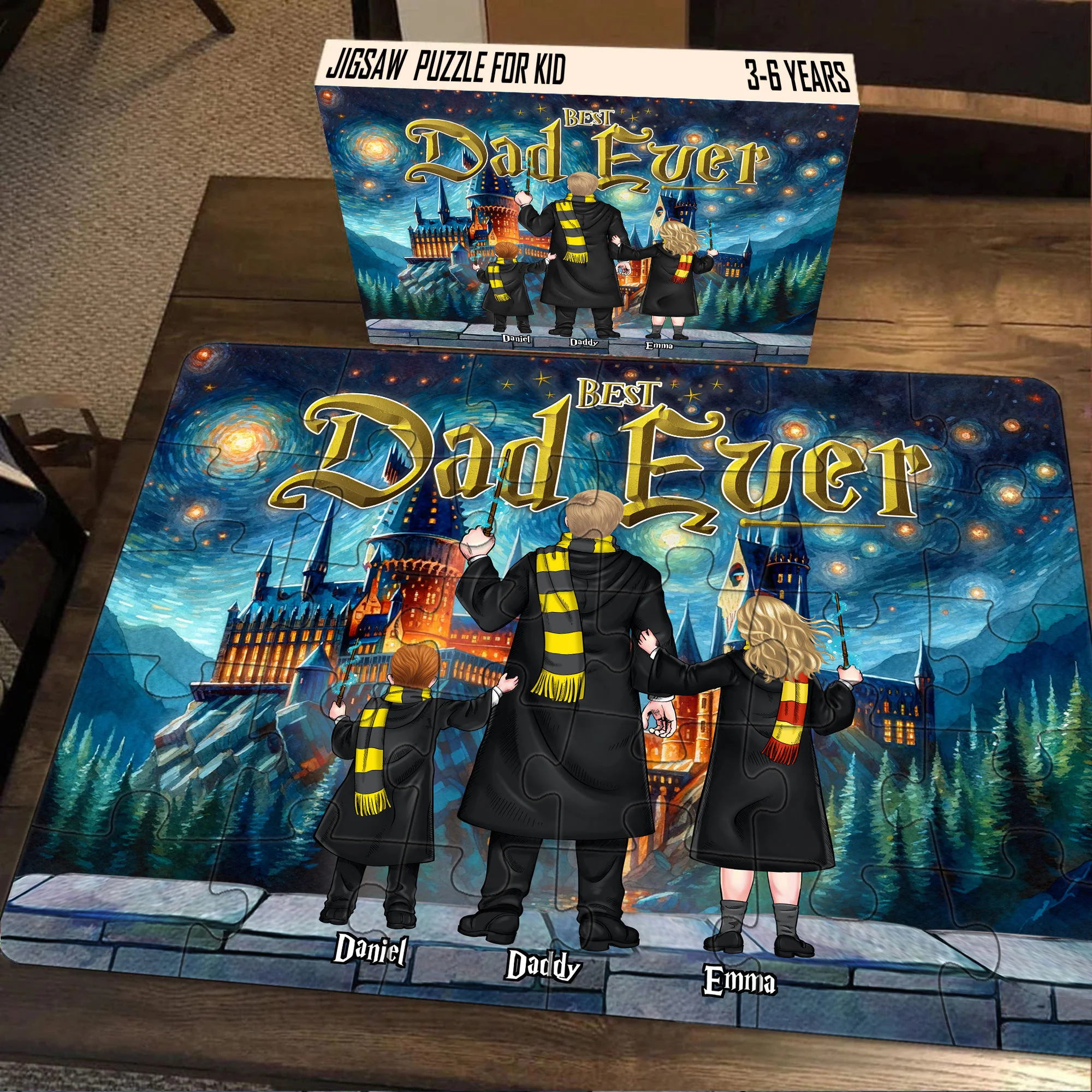 HaPo Magical Best Dad Ever With Kids - Personalized Puzzle - Gift For Dad - Image 3