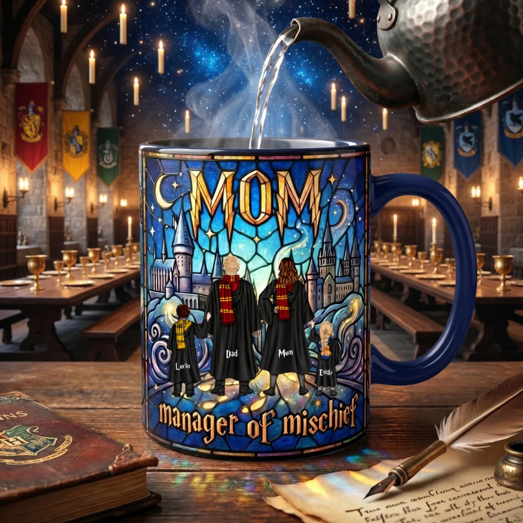 HaPo Mom Manager Of Mischief - Personalized Accent Mug - Gift For Mom, Dad, Family Members - Image 2