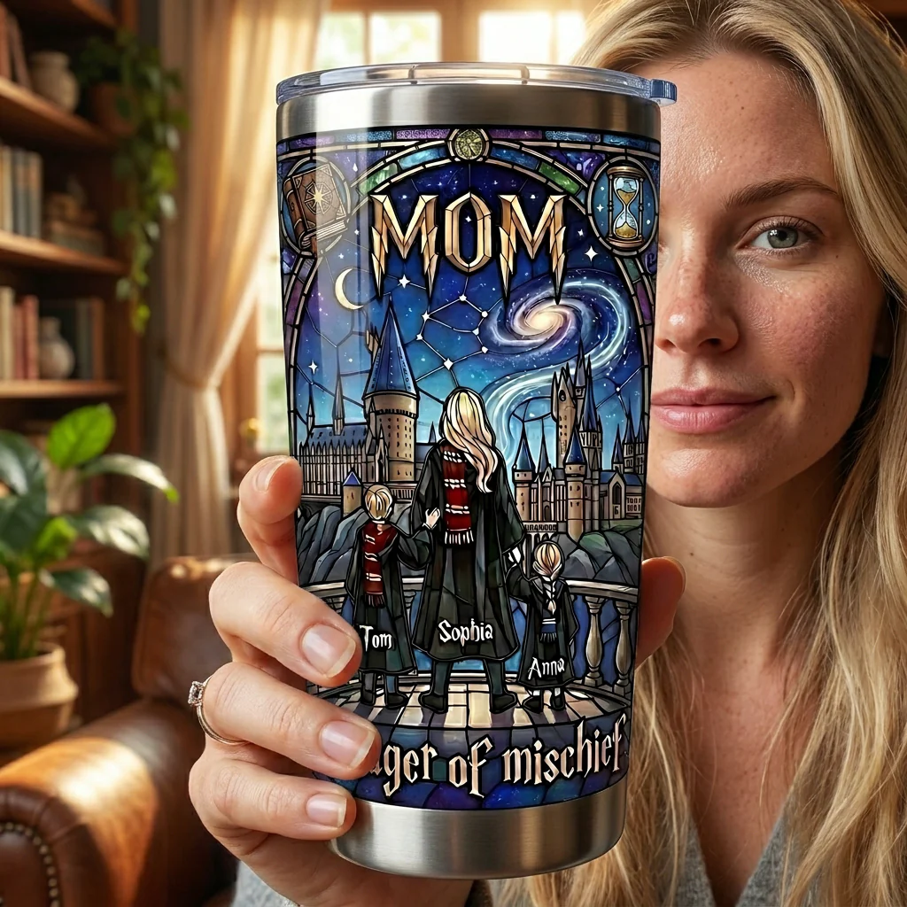 HaPo Mom Manager Of Mischief - Personalized Tumbler - Gift For Mother's Day - Image 4