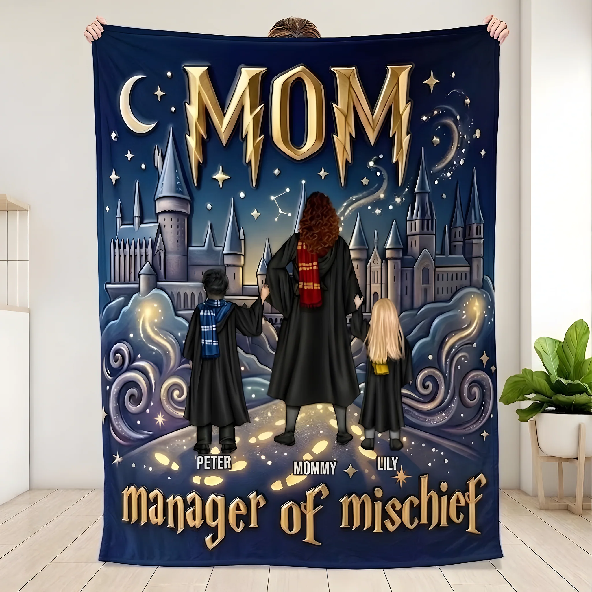 HaPo Mom Manager of Mischief Wizard - Personalized Blanket - Gifts For Mom