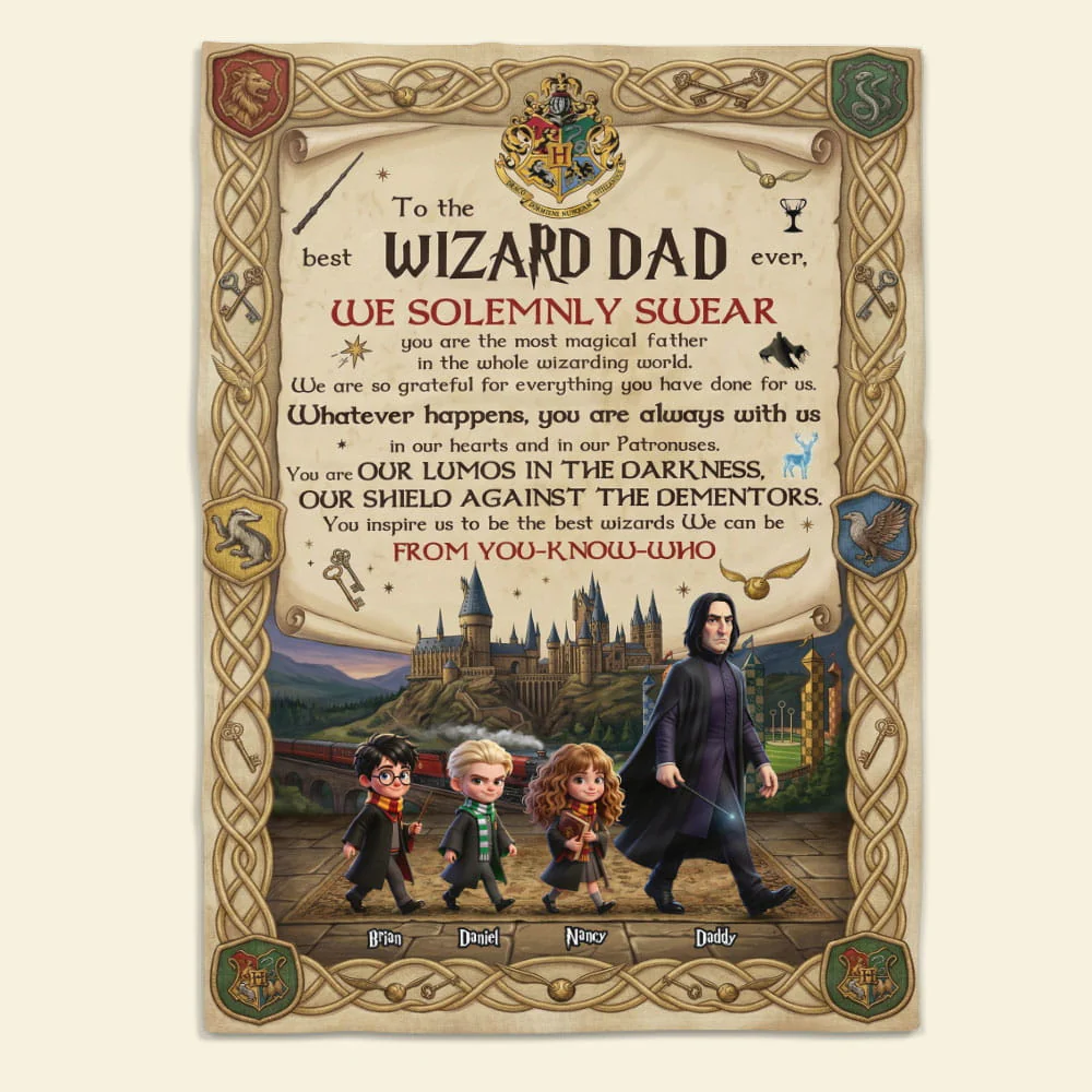 HaPo Wizard And Witch Dad - Personalized Blanket - Gift For Dad, Movie Fans NL122 - Image 3