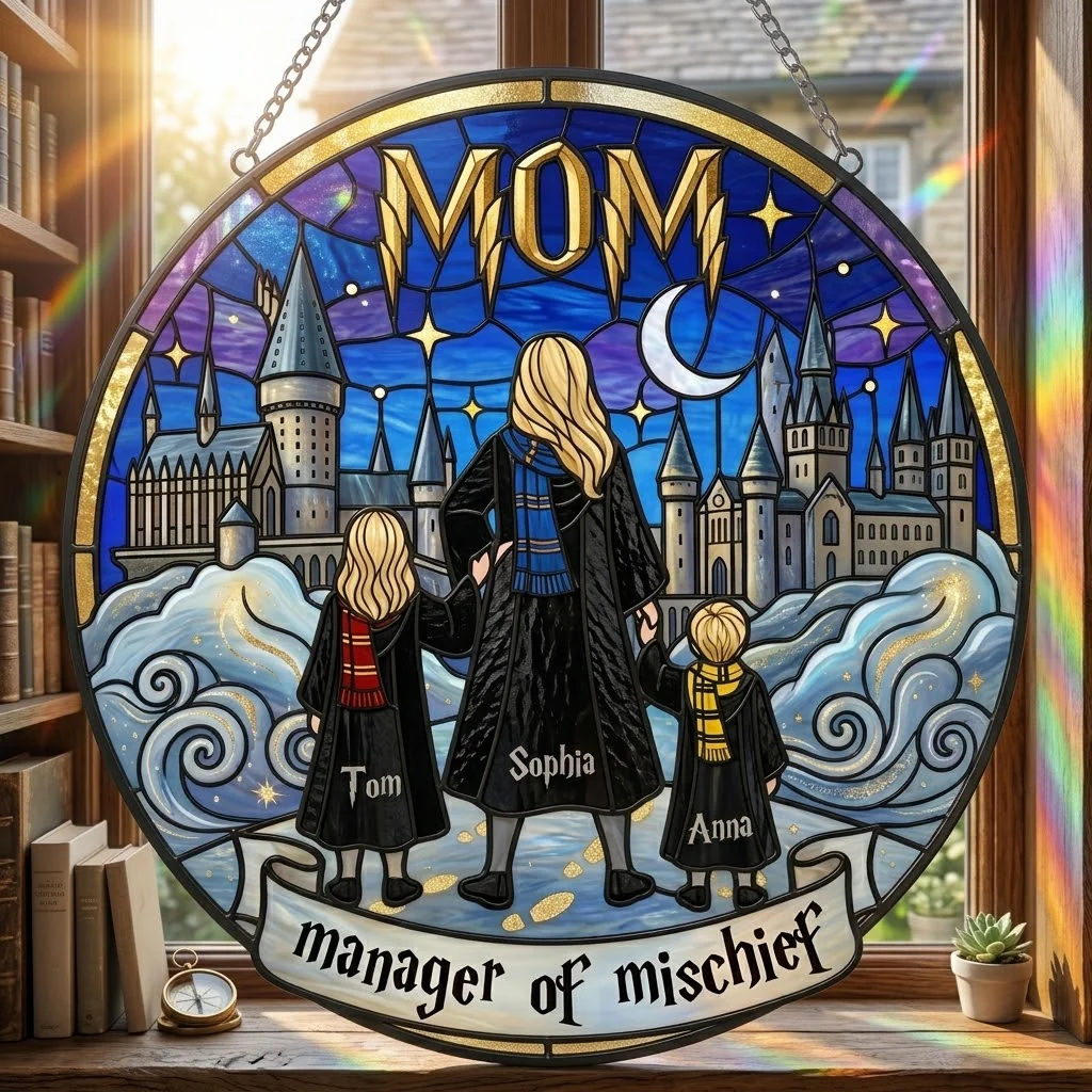 HaPo Wizard Mom Manager of Mischief - Personalized Window Hanging Suncatcher - Gift For Mom - Image 2