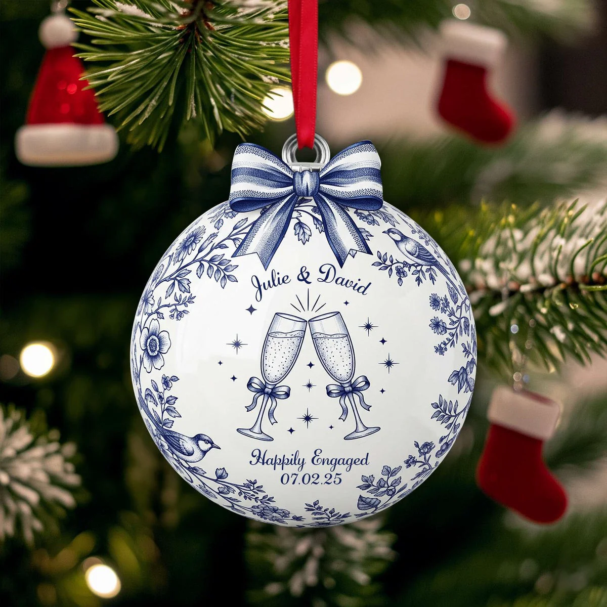 Happily Engaged Couple - Personalized Acrylic Ornament - Gift For Couples NL122